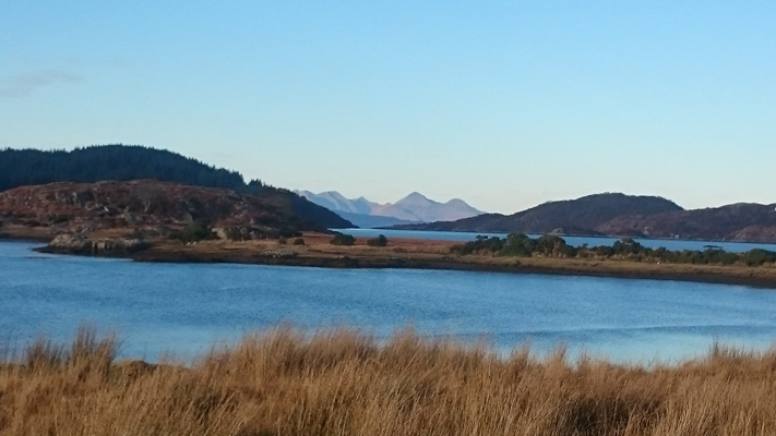Views from Self catering caravans on shore of Arivegaig Bay, Ardnamurchan Scotland